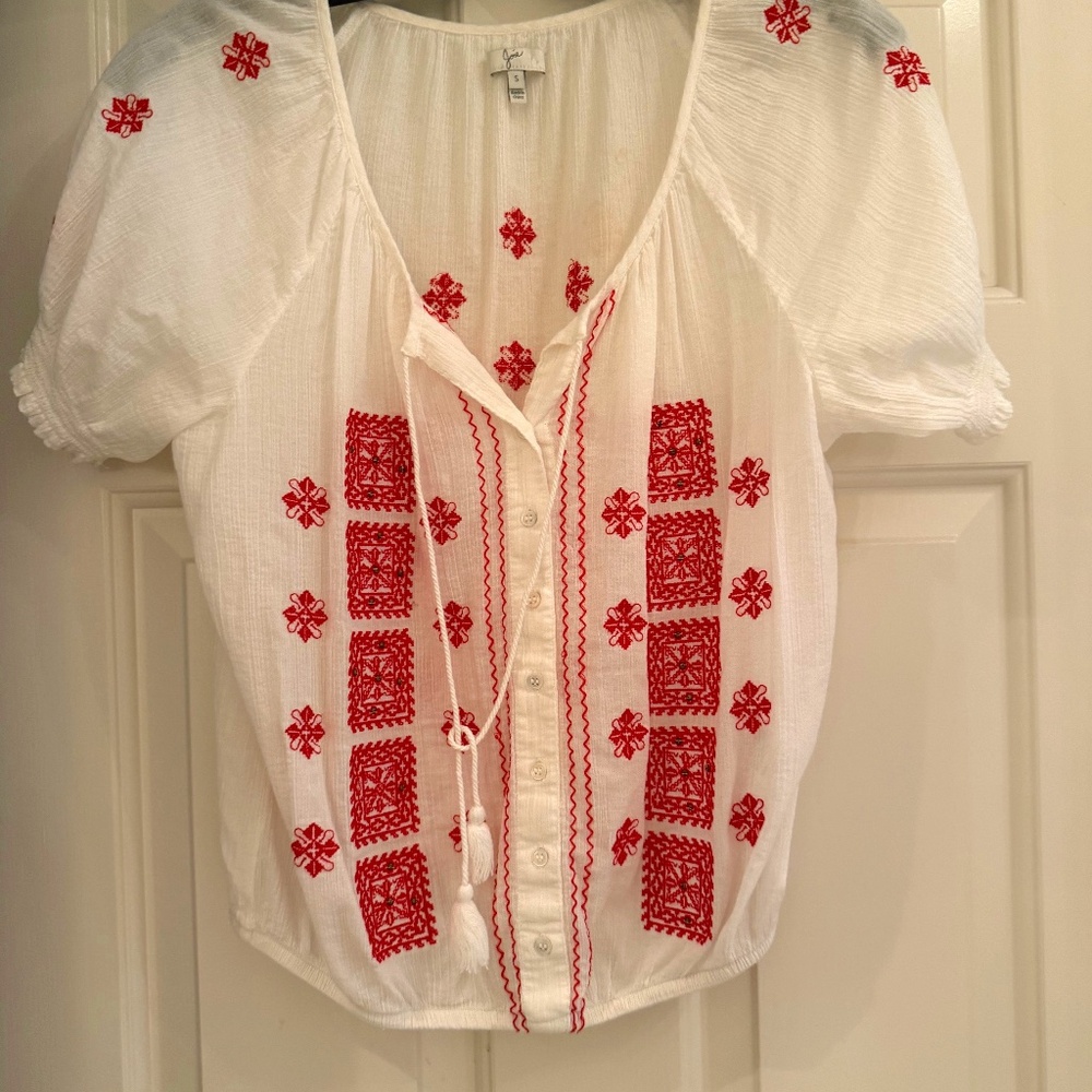 Josie smocked cropped embroidered